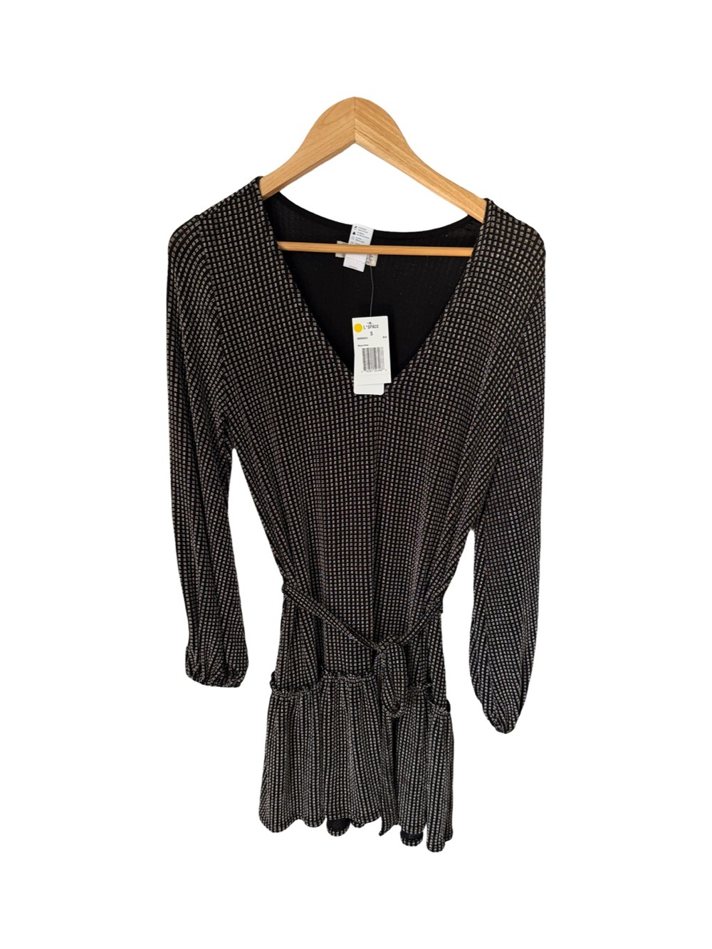 L*Space Morgan Mini Dress Long Sleeve Black Metallic NWT Size S